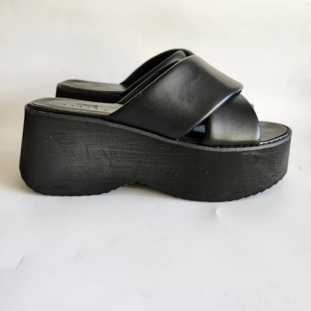 ASOS Black Platform Slide Sandals